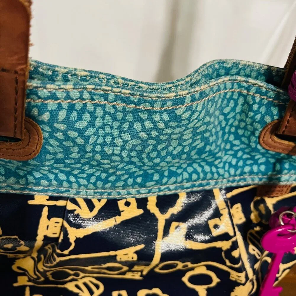 Fossil Key-Per Shoulder/Tote Purse-Teal/Navy Shopper-14